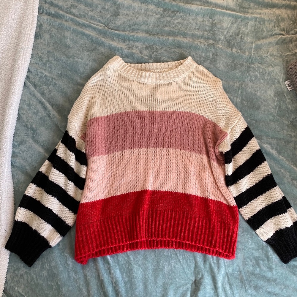 Striped sleeve sweater